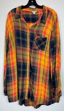 Cato Orange Long Sleeve Button Up Shirt Women's 22/24W